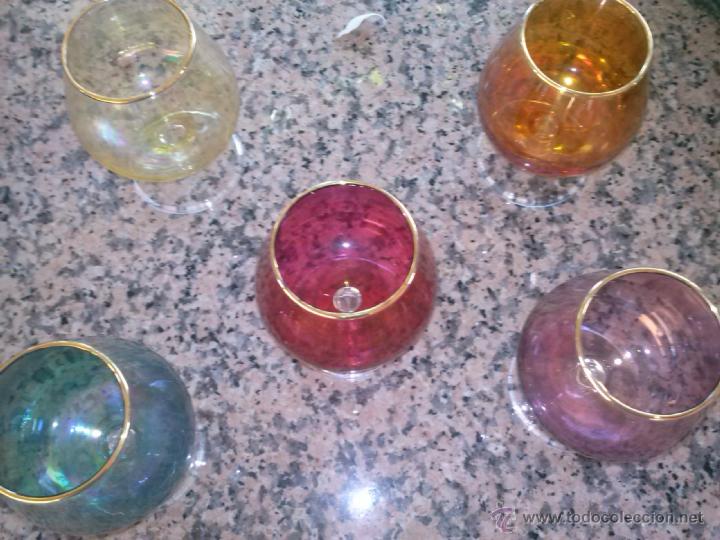 Antig&uuml;edades: antiguas 5 copas en colores para brandy - Foto 2