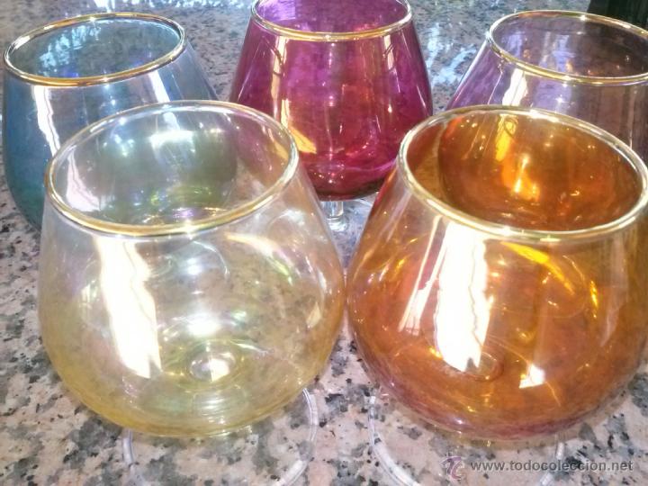 Antig&uuml;edades: antiguas 5 copas en colores para brandy - Foto 3