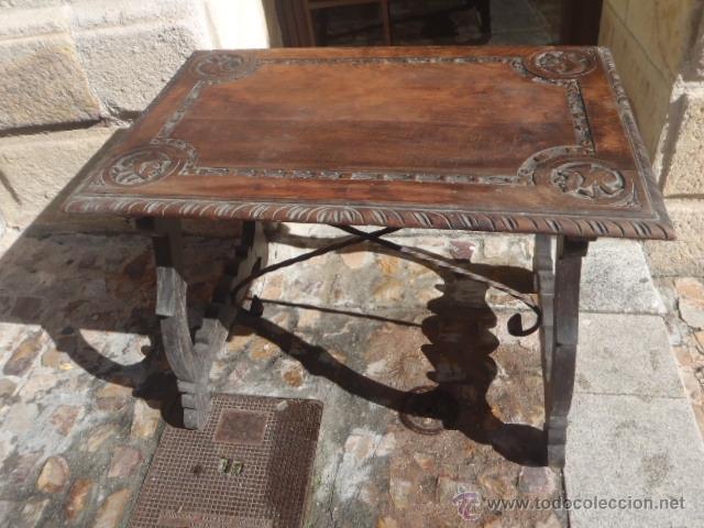 Antig&uuml;edades: MESA DE LIRA TALLADA 64 X 95 - Foto 2