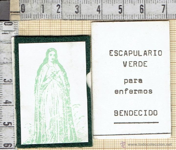 Antig&uuml;edades: ESCAPULARIO VERDE DETENTE RELIGIOSO PARA EMFERMOS. - Foto 1