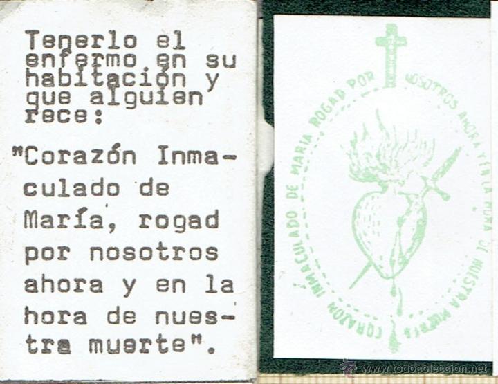 Antig&uuml;edades: ESCAPULARIO VERDE DETENTE RELIGIOSO PARA EMFERMOS. - Foto 2