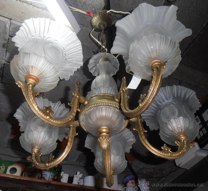 Antig&uuml;edades: LAMPARA DE TECHO CINCO BRAZOS - Foto 4