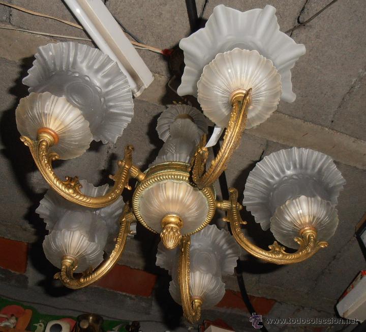 Antig&uuml;edades: LAMPARA DE TECHO CINCO BRAZOS - Foto 5