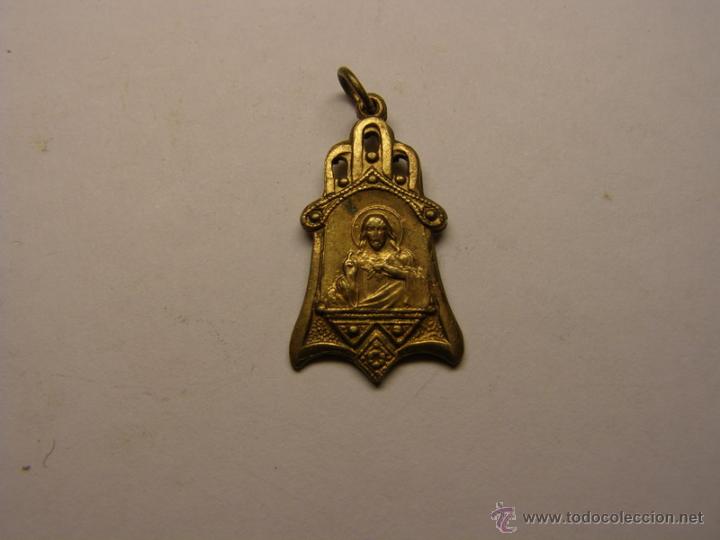 Antig&uuml;edades: Medalla religiosa del Sagrado Coraz&oacute;n, tipo capilla. - Foto 1