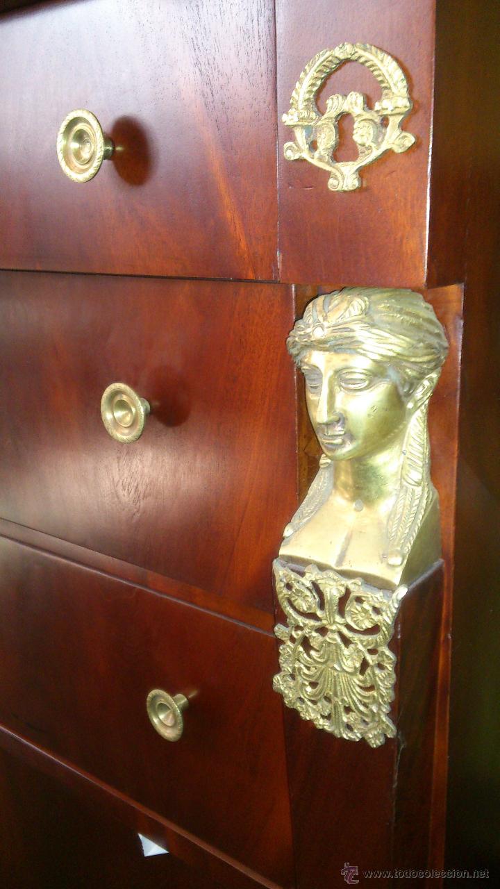 Antig&uuml;edades: C&Oacute;MODA IMPERIO de caoba con altillo - Foto 2