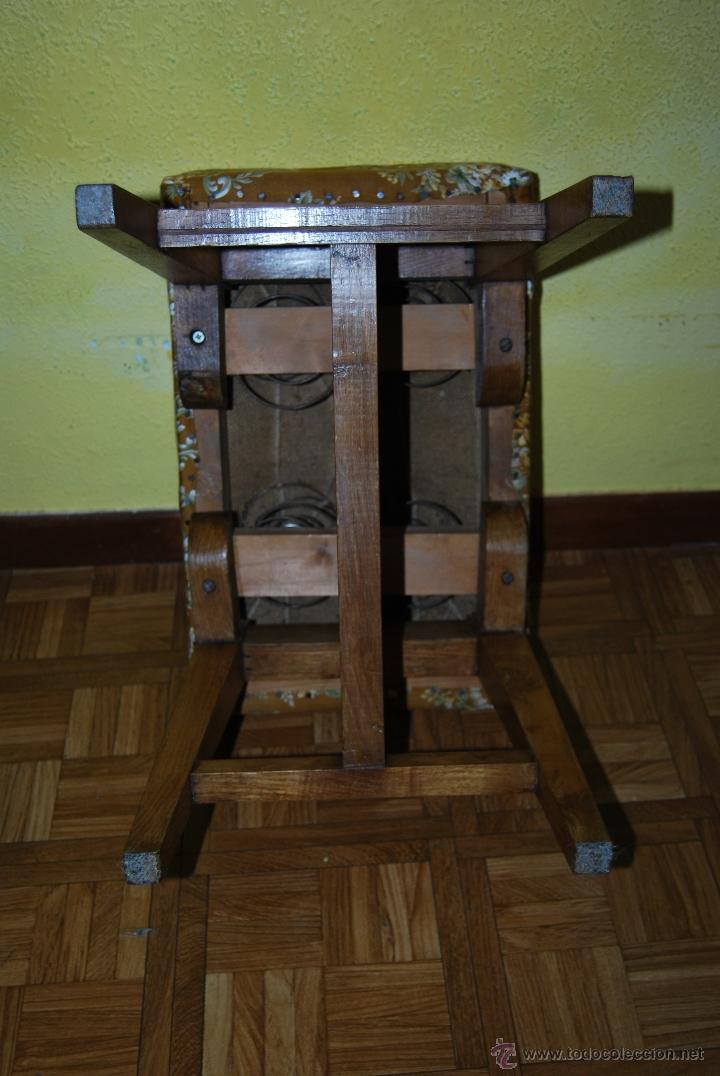 Antig&uuml;edades: ANTIGUO TABURETE DE MADERA - ASIENTO - PIANO - Foto 8
