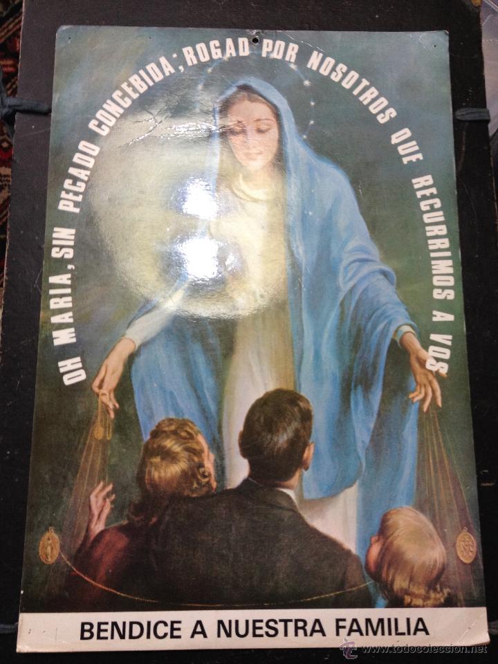 Antig&uuml;edades: Oh Maria sin pecado, Bendice a nuestra familia - Mide 25 x 37 cm