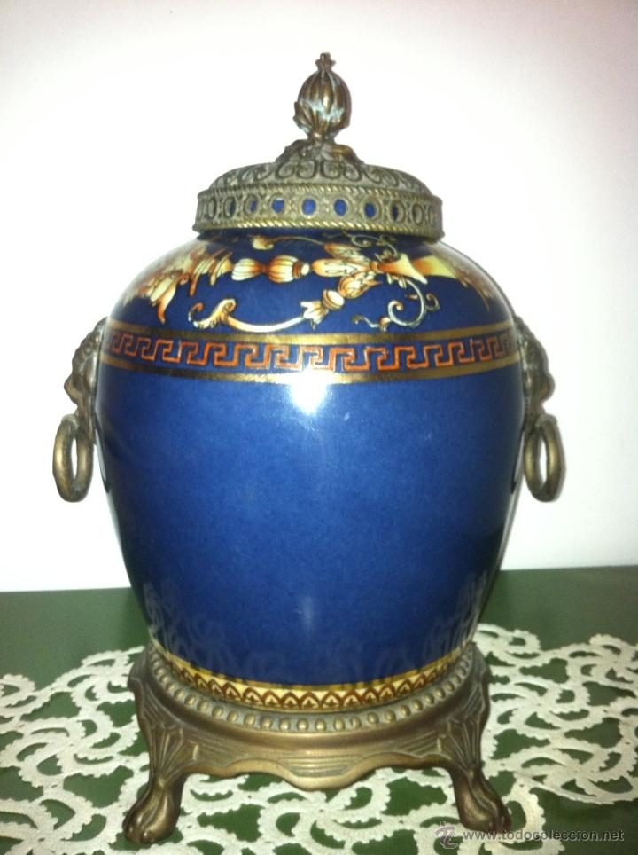 Antig&uuml;edades: JARRON de BRONCE Y PORCELANA CRAQUELADA - Foto 2