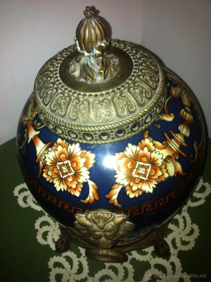 Antig&uuml;edades: JARRON de BRONCE Y PORCELANA CRAQUELADA - Foto 3