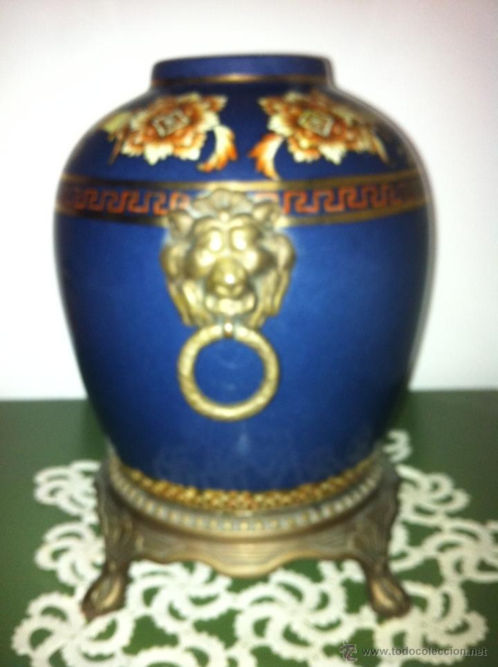 Antig&uuml;edades: JARRON de BRONCE Y PORCELANA CRAQUELADA - Foto 5