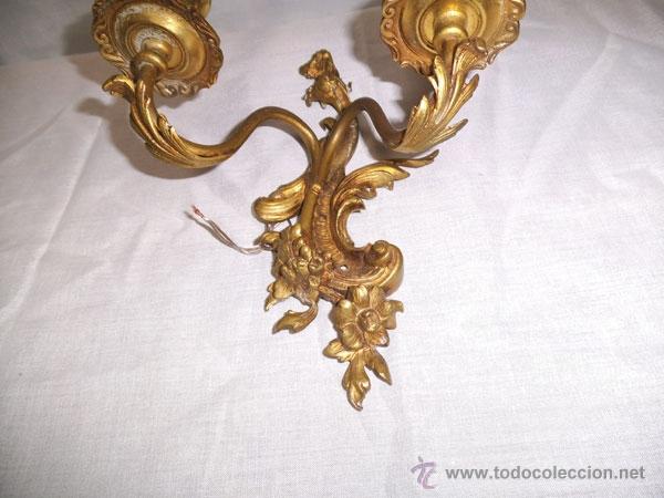 Antig&uuml;edades: APLIQUE CON DOS BRAZOS, DE BRONCE , MODERNISTA - Foto 4