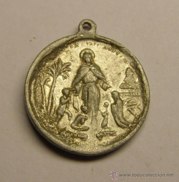 Antig&uuml;edades: Medalla religiosa de Inmaculada y santo.. - Foto 1