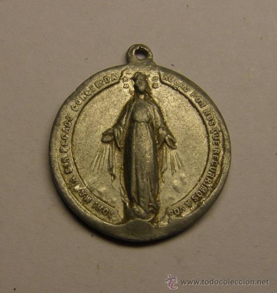 Antig&uuml;edades: Medalla religiosa de Inmaculada y santo.. - Foto 2