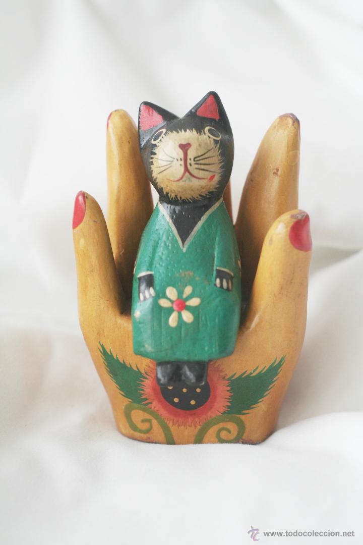 Antig&uuml;edades: TALLA EN MADERA GATO - Foto 1