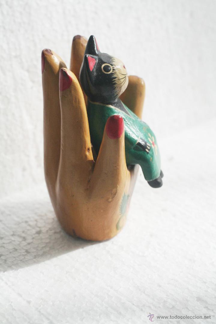 Antig&uuml;edades: TALLA EN MADERA GATO - Foto 3