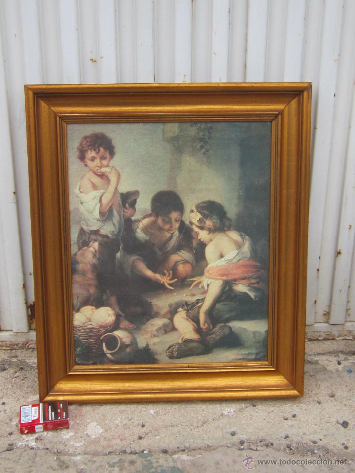 Antig&uuml;edades: MARCO EN MADERA DORADA CON LAMINA - Foto 1