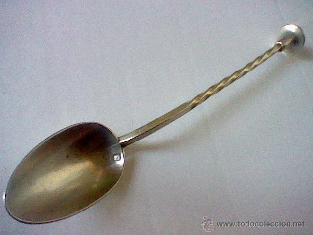 Antiques: cucharilla cocteleria o similar agitador 18,5 cms sello leon M M y escudo en interior leer y fotos