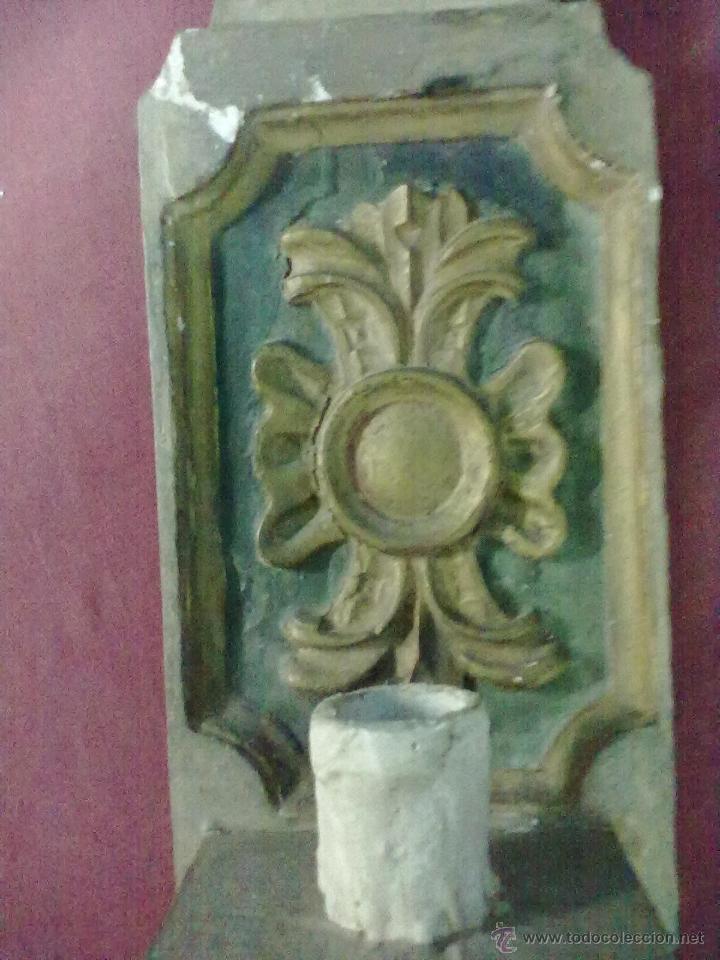 Antig&uuml;edades: PAREJA DE APLIQUES MADERA POLICROMADA - Foto 2