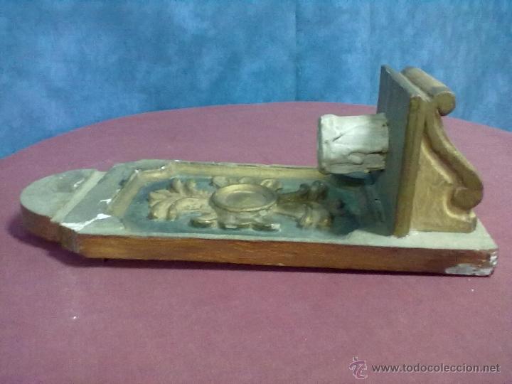 Antig&uuml;edades: PAREJA DE APLIQUES MADERA POLICROMADA - Foto 3