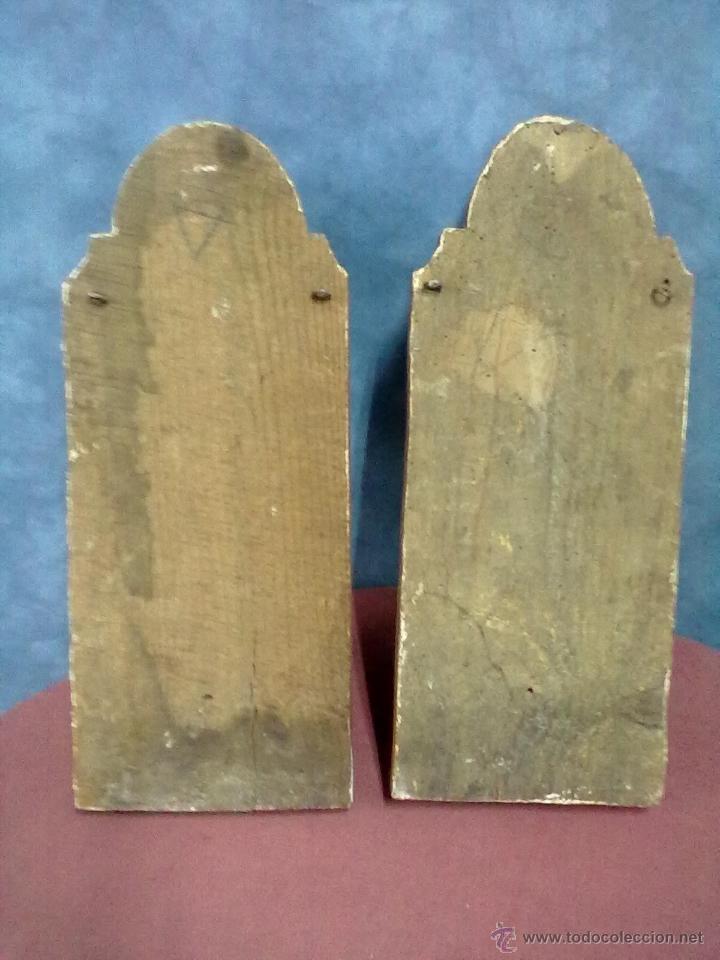 Antig&uuml;edades: PAREJA DE APLIQUES MADERA POLICROMADA - Foto 5