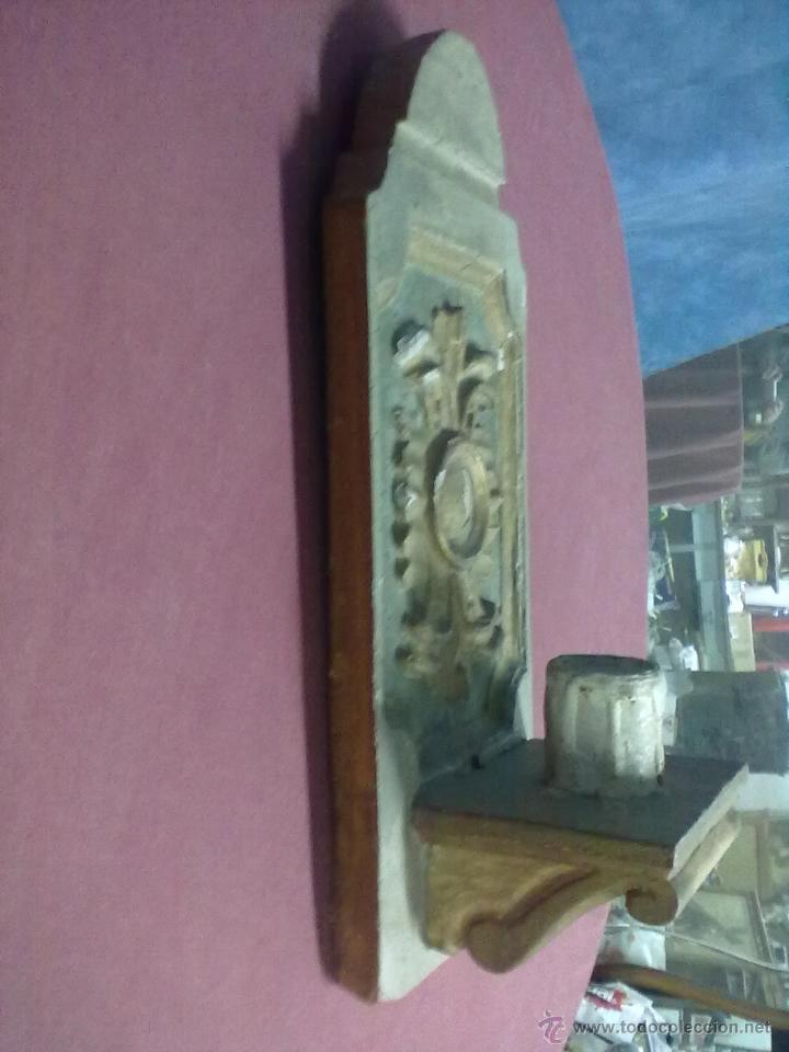 Antig&uuml;edades: PAREJA DE APLIQUES MADERA POLICROMADA - Foto 7