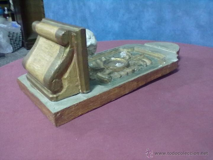 Antig&uuml;edades: PAREJA DE APLIQUES MADERA POLICROMADA - Foto 8