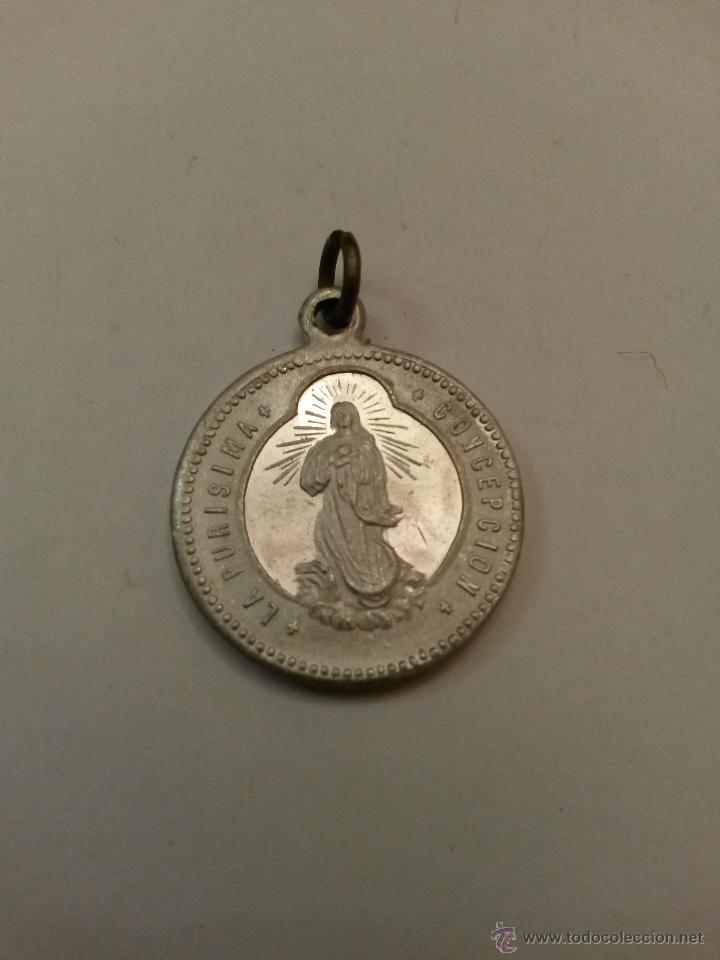 Antig&uuml;edades: Medalla corazon de jesus y la purisima concepcion 2,5 cms - Foto 2