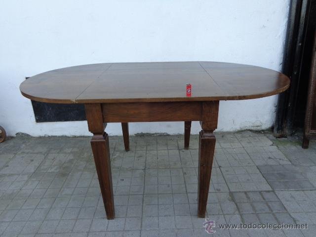 mesa de nogal s. xix. patas talladas en forma d - Compra venta en  todocoleccion