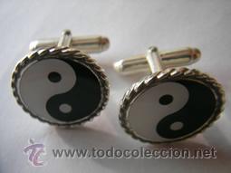 Antig&uuml;edades: gemelos yin-yang en plata de ley borde rizado - Foto 1