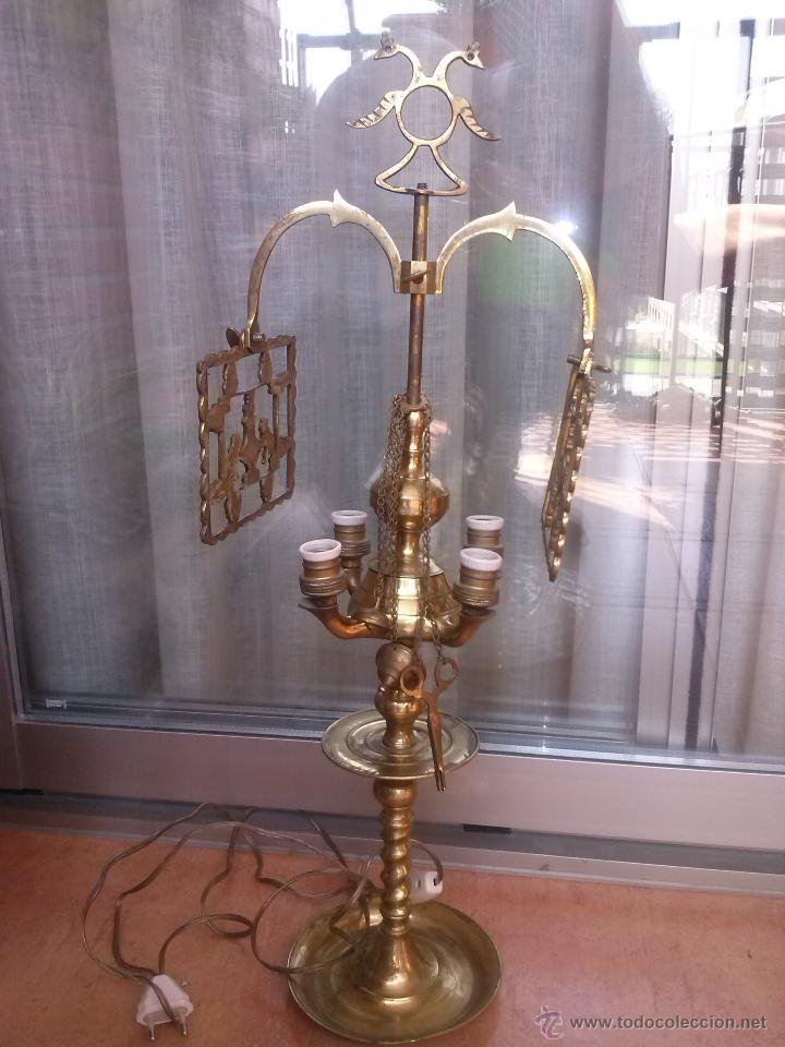 Antig&uuml;edades: antigua lampara electrificada, - Foto 1