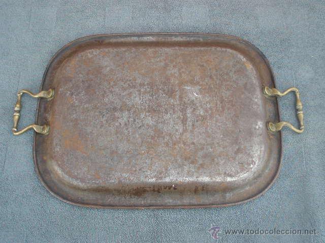 Antig&uuml;edades: BANDEJA MET&Aacute;LICA ASAS DE BRONCE. - Foto 5