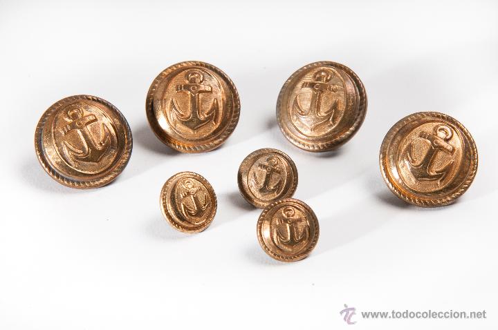 Antig&uuml;edades: 7 BOTONES DE METAL CON ANCLA - Foto 1