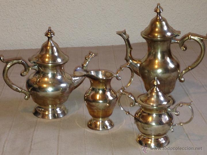 Antig&uuml;edades: Juego de caf&eacute; y t&eacute; en alpaca plateada - Foto 1