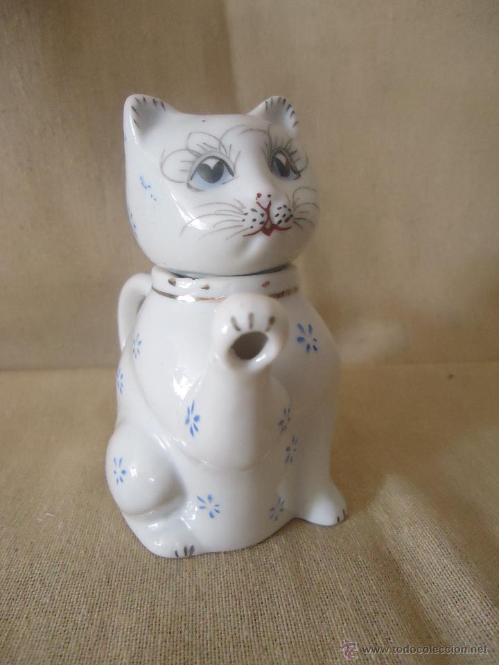 Antig&uuml;edades: BELLA TETERA GATO GATITO EN PORCELANA CHINA, GATO ORIENTAL altura 14 cm alta, PARA JUEGO TE O CAFE