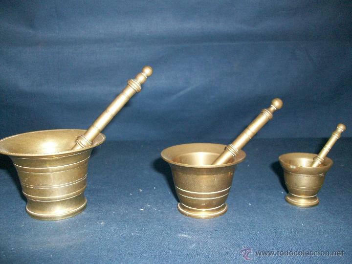 Antig&uuml;edades: TRES MORTEROS BRONCE MINIATURA