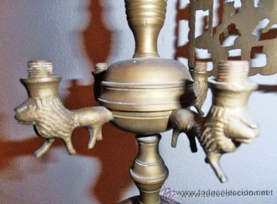 Antig&uuml;edades: CANDIL DE BRONCE DE CUATRO LUCES, 55 CM DE ALTO - Foto 5