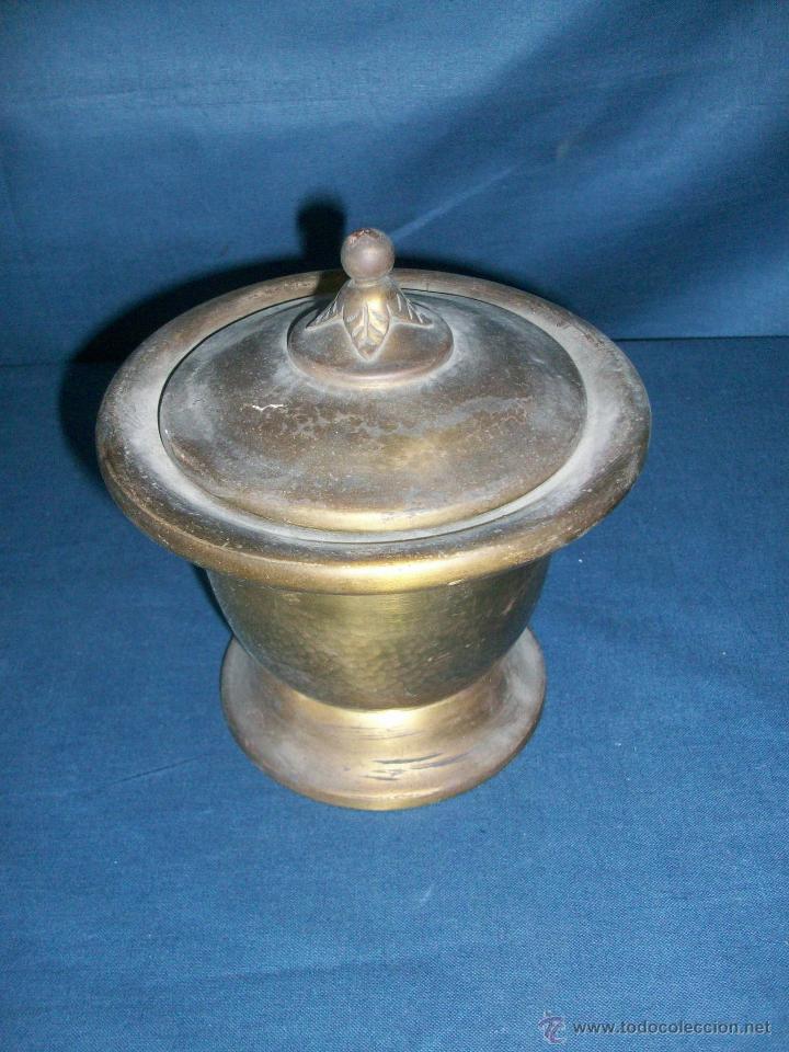 Antiques: RECIPIENTE DE LATON - MEDIDAS 13 X 10 CM