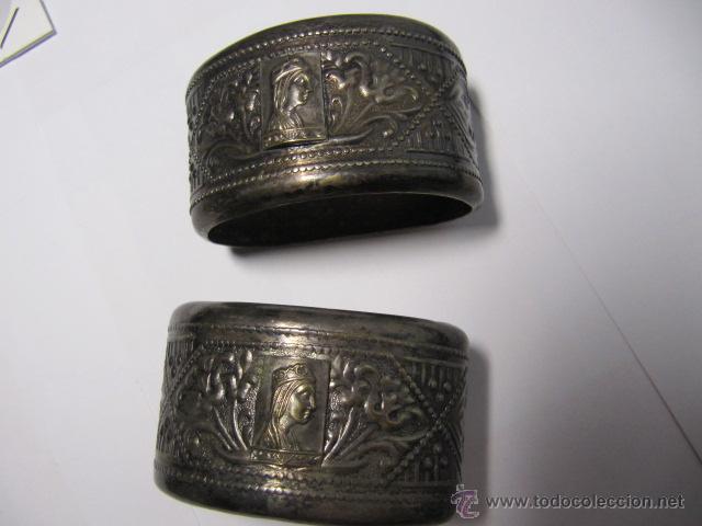 Antiques: Pareja de servilleteros de la virgen de Montserrat, peso total 52 gramos
