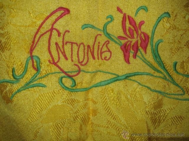 Antiques: ANTIGUA Y PRECIOSA TOALLA EN ALGODON BROCADO BORDADO MECANICO ANTONIA AMARILLA