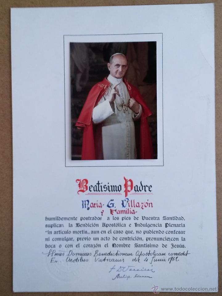 Oggetti Antichi: Bendicion apostolica e indulgencia plenaria 1968 (in articulo mortis ) ect....35 x 25 cms