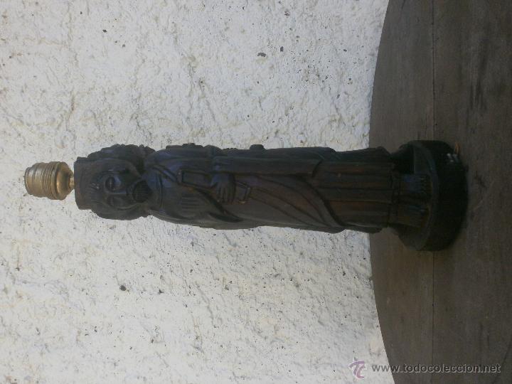 Antig&uuml;edades: SOPORTE DE MADERA PARA LAMPARA FIGURAS - Foto 2
