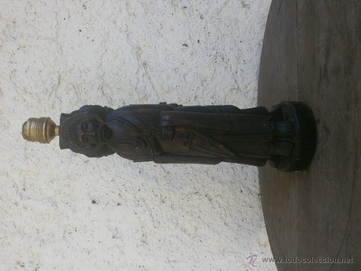Antig&uuml;edades: SOPORTE DE MADERA PARA LAMPARA FIGURAS - Foto 3