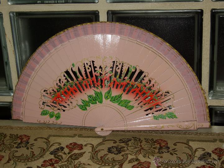 Antig&uuml;edades: ABANICO DE MADERA PINTADO. - Foto 5