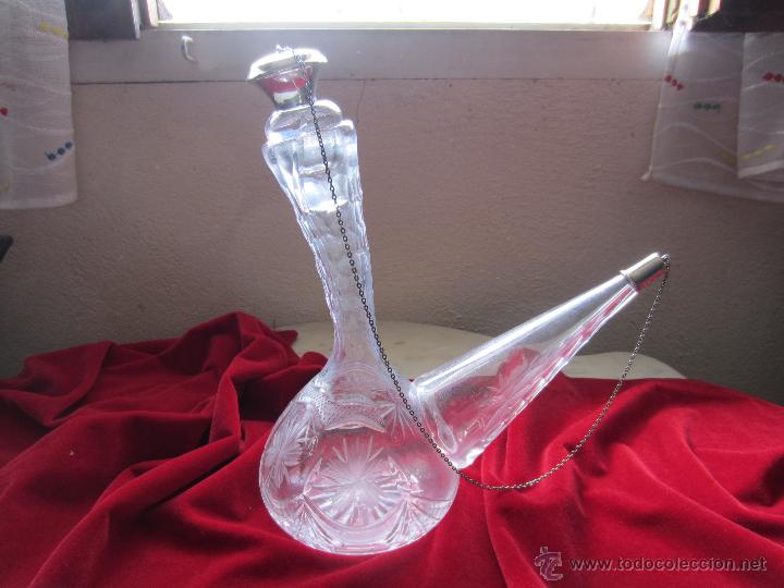 Antig&uuml;edades: porron de cristal y plata - Foto 1