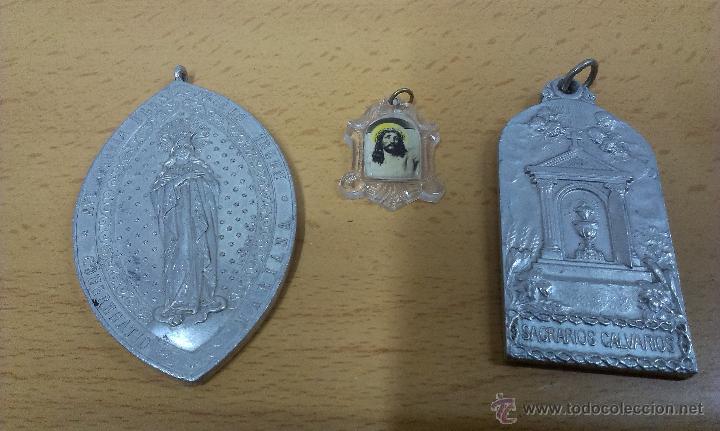 Antig&uuml;edades: LOTE DE 3 MEDALLAS RELIGIOSAS - Foto 1