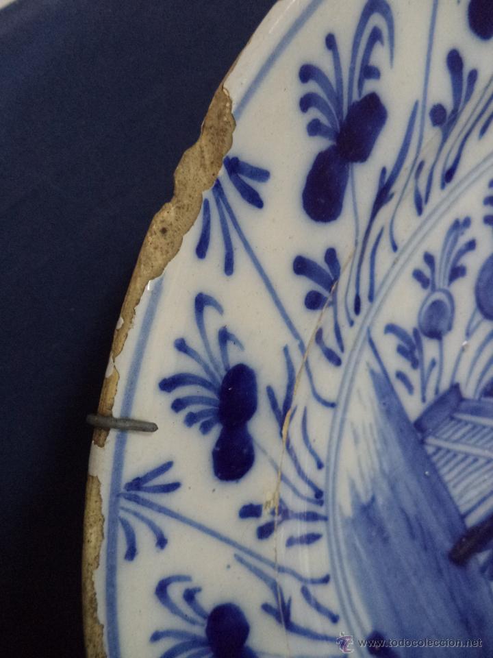 Antigüedades: Par de Grandes pratos de delft - motivos orientais, sec XVIII - Foto 13 - 43045323