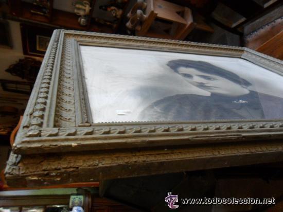 Antig&uuml;edades: MARCO DE MADERA CON ESTUCO Y PAN DE ORO ANTIGUO - Foto 6