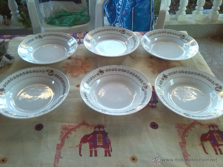 Antig&uuml;edades: antiguo juego de 6 platos hondos , la asturiana gijon