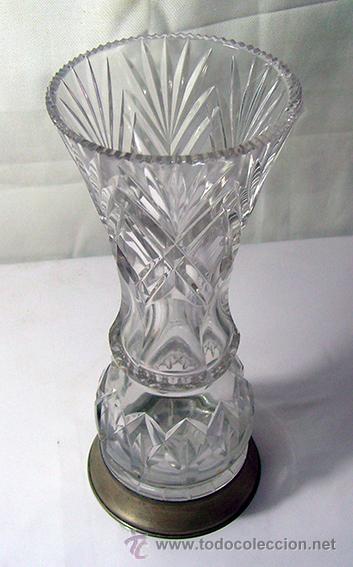 Antig&uuml;edades: JARRON DE CRISTAL TALLADO CON BASE DE PLATA - Foto 4