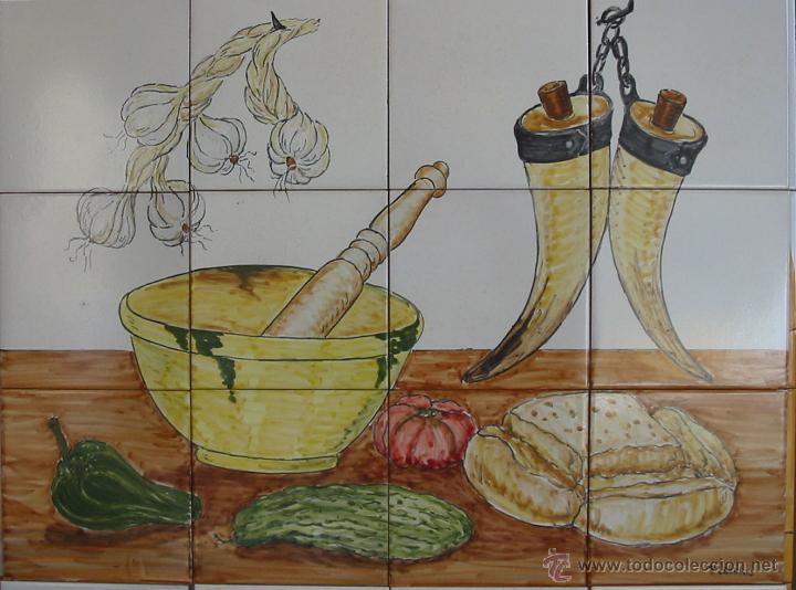 Antig&uuml;edades: Azulejos ingredientes para el gazpacho n33 - Foto 1